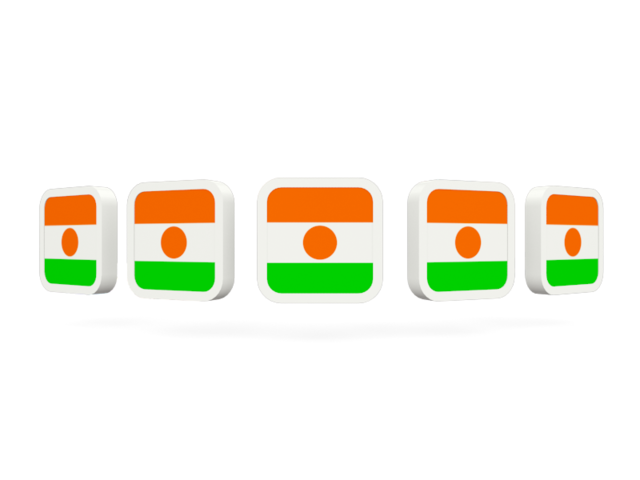 Five square icons. Download flag icon of Niger at PNG format