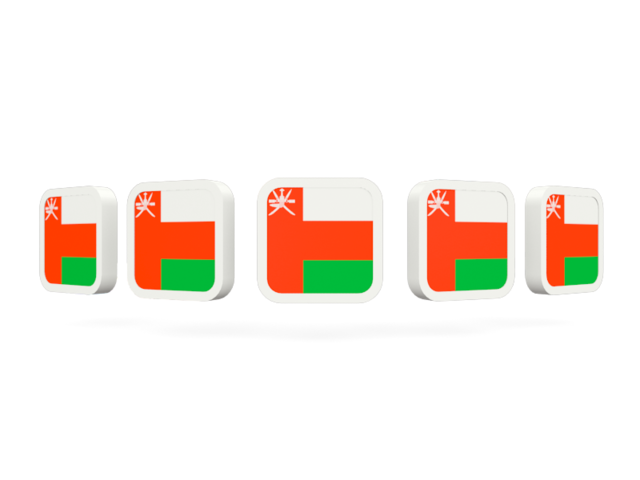 Five square icons. Download flag icon of Oman at PNG format