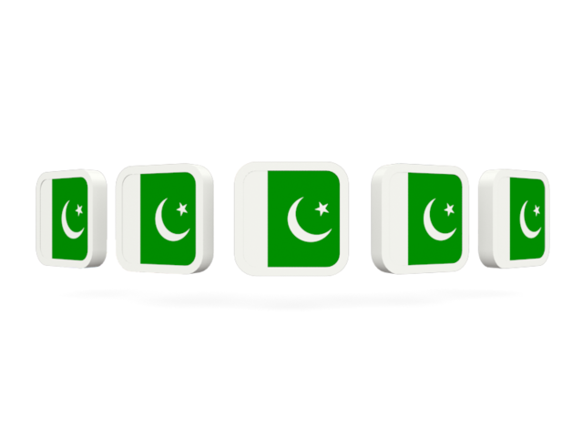Five square icons. Download flag icon of Pakistan at PNG format