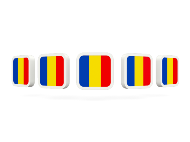 Five square icons. Download flag icon of Romania at PNG format