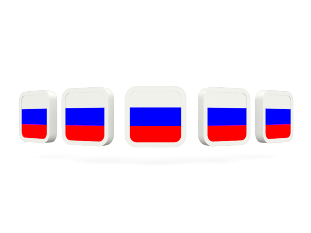 Five square icons. Download flag icon of Russia at PNG format
