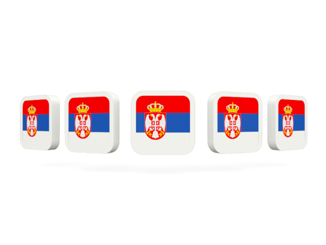Five square icons. Download flag icon of Serbia at PNG format