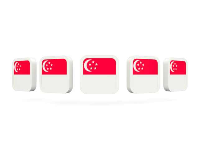 Five square icons. Download flag icon of Singapore at PNG format