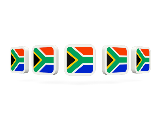 Five square icons. Download flag icon of South Africa at PNG format