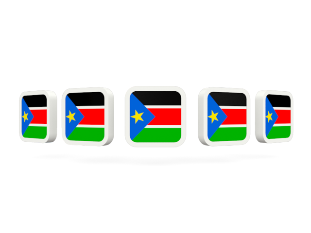Пять квадратных иконок. Скачать флаг. Южный Судан