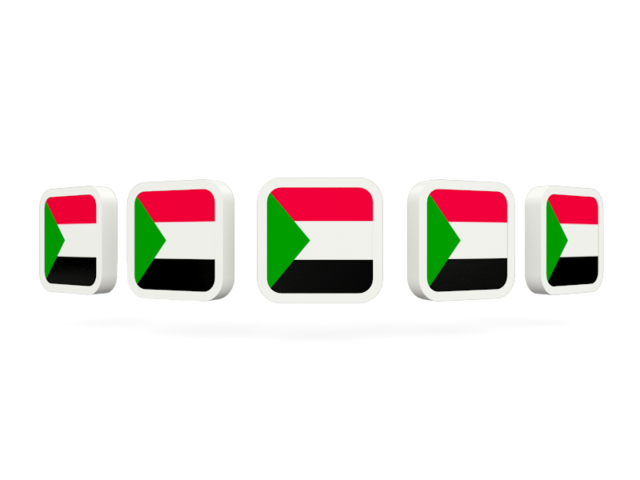 Five square icons. Download flag icon of Sudan at PNG format