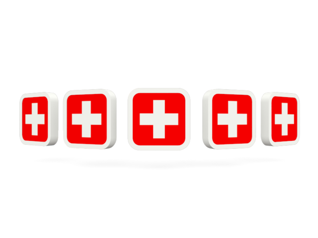 Five square icons. Download flag icon of Switzerland at PNG format