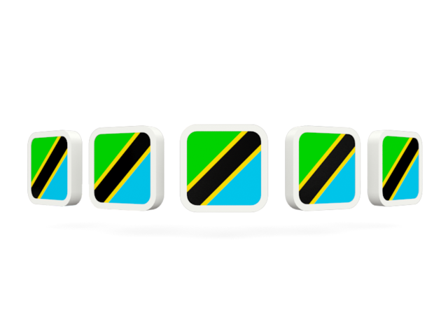Five square icons. Download flag icon of Tanzania at PNG format