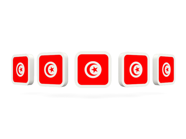 Five square icons. Download flag icon of Tunisia at PNG format