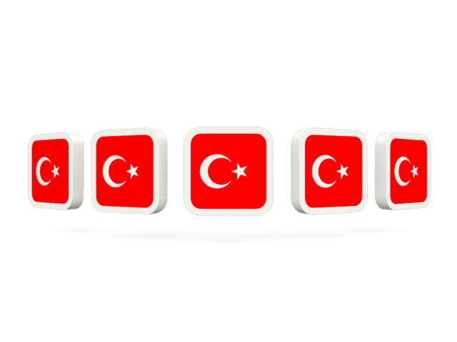 Five square icons. Download flag icon of Turkey at PNG format