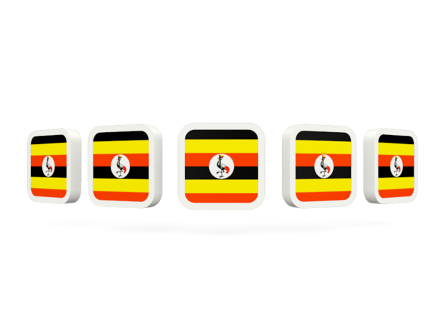 Five square icons. Download flag icon of Uganda at PNG format