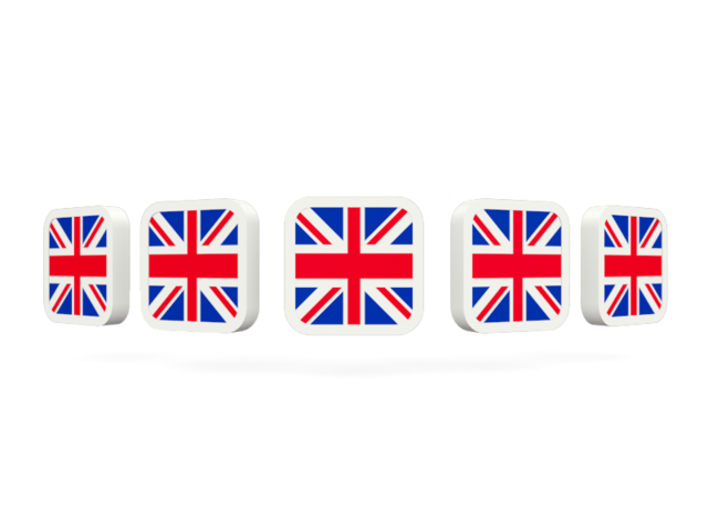 Five square icons. Download flag icon of United Kingdom at PNG format