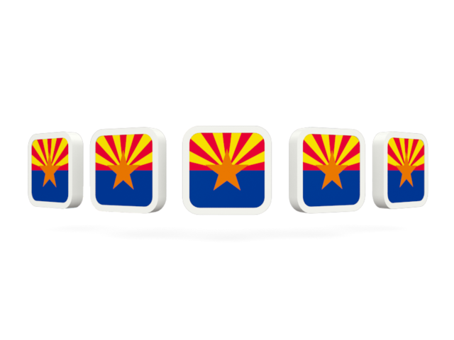 Five square icons. Download flag icon of Arizona