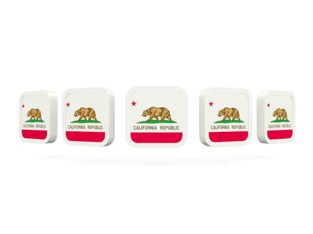 Five square icons. Download flag icon of California