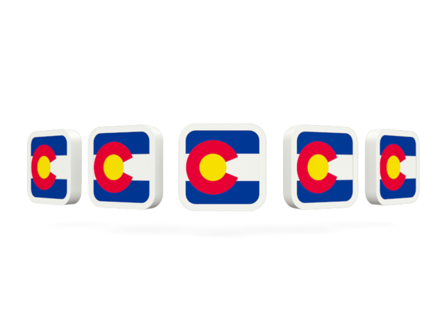 Five square icons. Download flag icon of Colorado