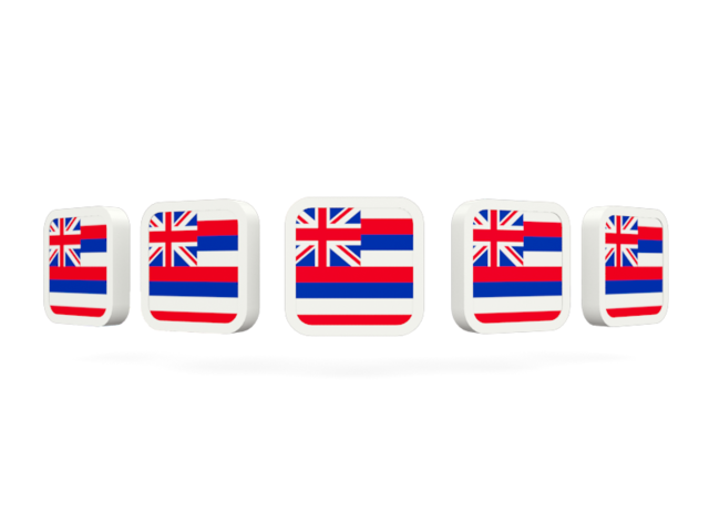 Five square icons. Download flag icon of Hawaii