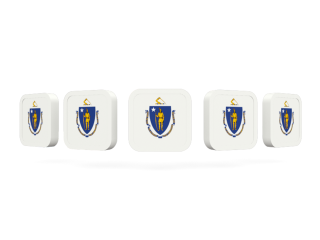 Five square icons. Download flag icon of Massachusetts