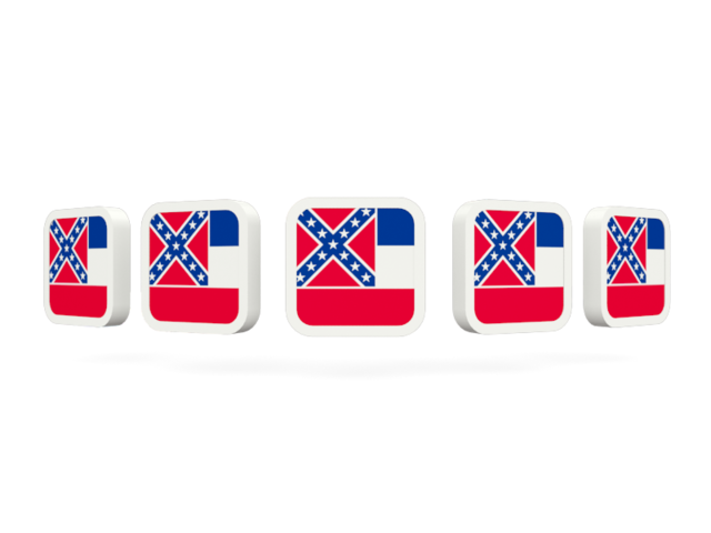 Five square icons. Download flag icon of Mississippi