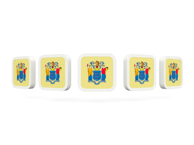 Five square icons. Download flag icon of New Jersey