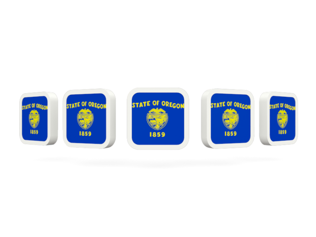 Five square icons. Download flag icon of Oregon