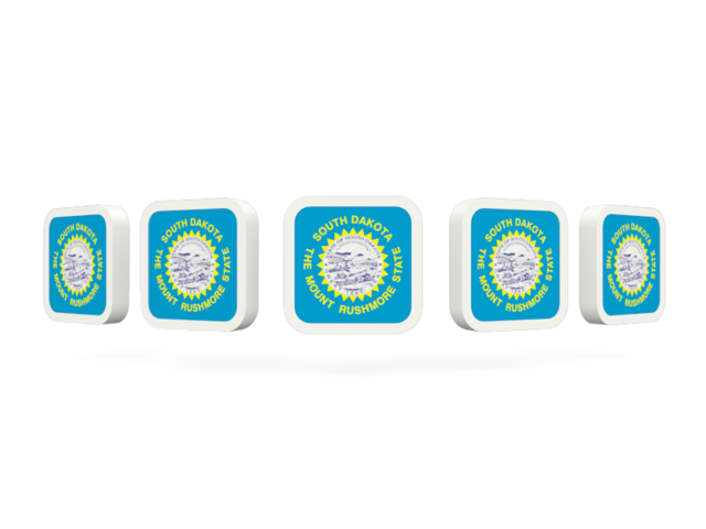 Five square icons. Download flag icon of South Dakota