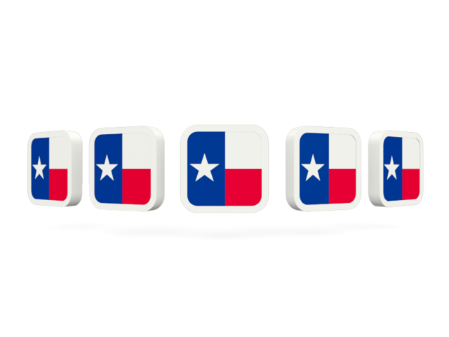 Five square icons. Download flag icon of Texas