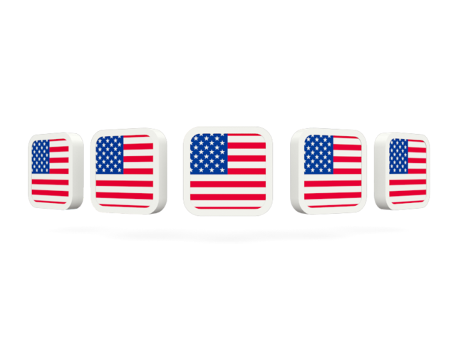 Five square icons. Download flag icon of United States of America at PNG format