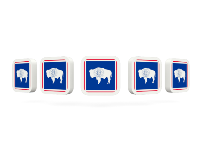 Five square icons. Download flag icon of Wyoming