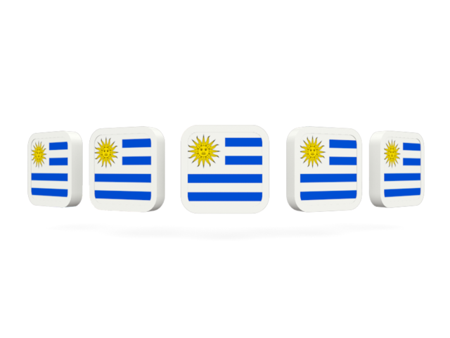 Five square icons. Download flag icon of Uruguay at PNG format