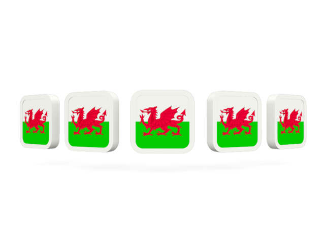 Five square icons. Download flag icon of Wales at PNG format