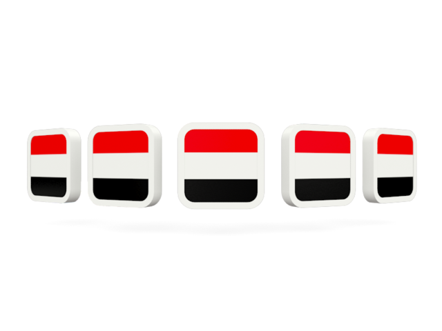Five square icons. Download flag icon of Yemen at PNG format