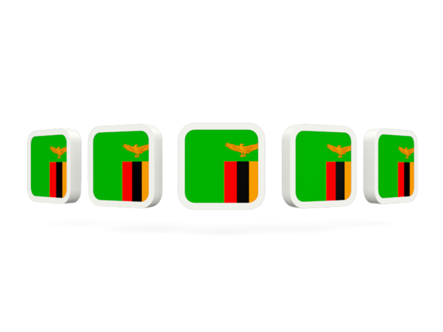 Five square icons. Download flag icon of Zambia at PNG format