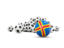 Аландские острова. Флаг на фоне футбольных мячей. Скачать иллюстрацию.
