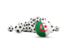 Алжир. Флаг на фоне футбольных мячей. Скачать иллюстрацию.