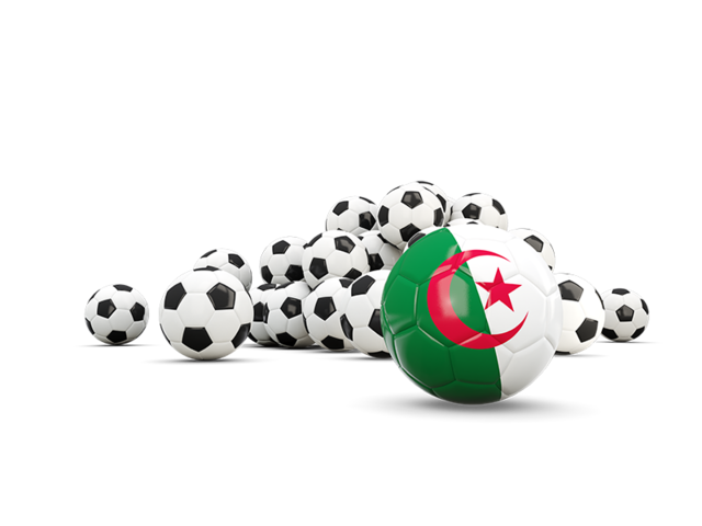 Flag in front of footballs. Download flag icon of Algeria at PNG format