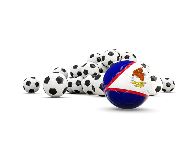 Флаг на фоне футбольных мячей. Скачать флаг. Американское Самоа