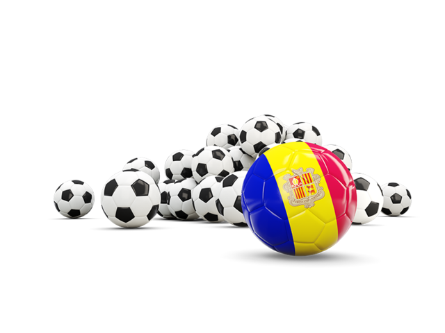 Flag in front of footballs. Download flag icon of Andorra at PNG format