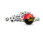 Angola. Flag in front of footballs. Download icon.