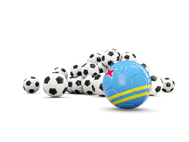 Flag in front of footballs. Download flag icon of Aruba at PNG format