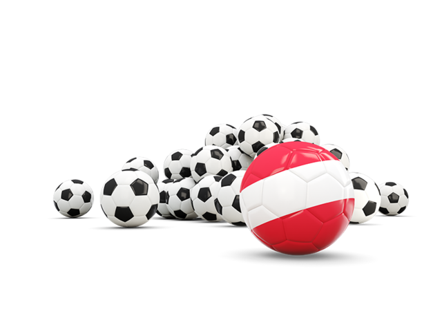 Flag in front of footballs. Download flag icon of Austria at PNG format