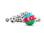 Azerbaijan. Flag in front of footballs. Download icon.