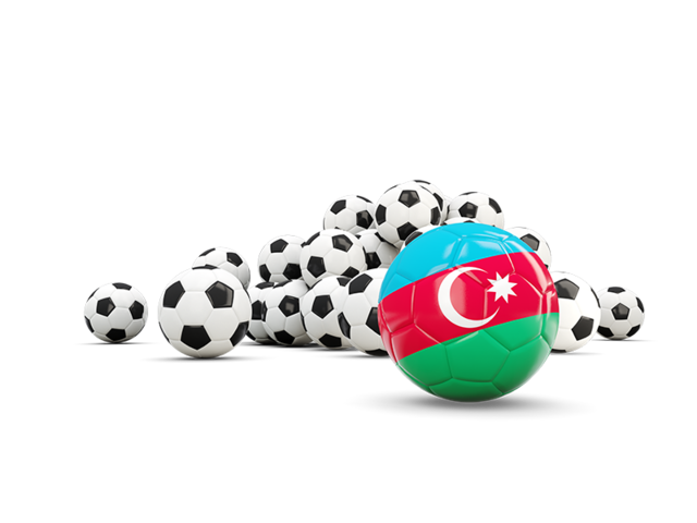 Flag in front of footballs. Download flag icon of Azerbaijan at PNG format