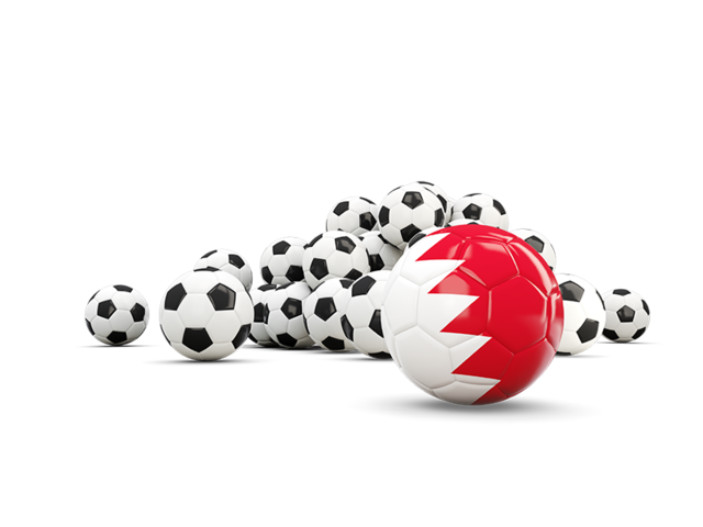 Флаг на фоне футбольных мячей. Скачать флаг. Бахрейн
