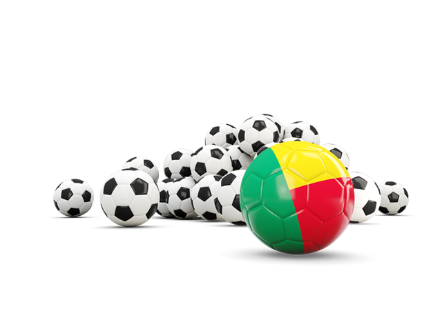 Flag in front of footballs. Download flag icon of Benin at PNG format