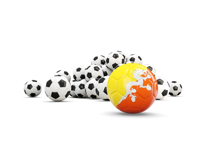 Flag in front of footballs. Download flag icon of Bhutan at PNG format