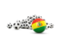 Bolivia. Flag in front of footballs. Download icon.