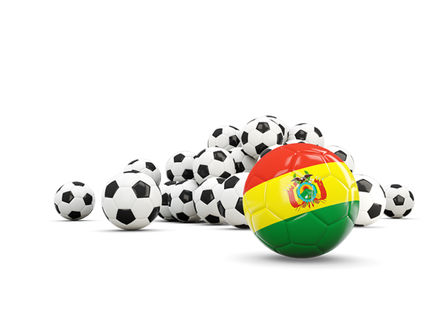Флаг на фоне футбольных мячей. Скачать флаг. Боливия