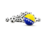 Bosnia and Herzegovina. Flag in front of footballs. Download icon.