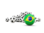 Brazil. Flag in front of footballs. Download icon.
