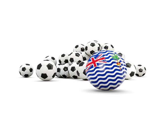 Флаг на фоне футбольных мячей. Скачать флаг. Британская территория в Индийском океане